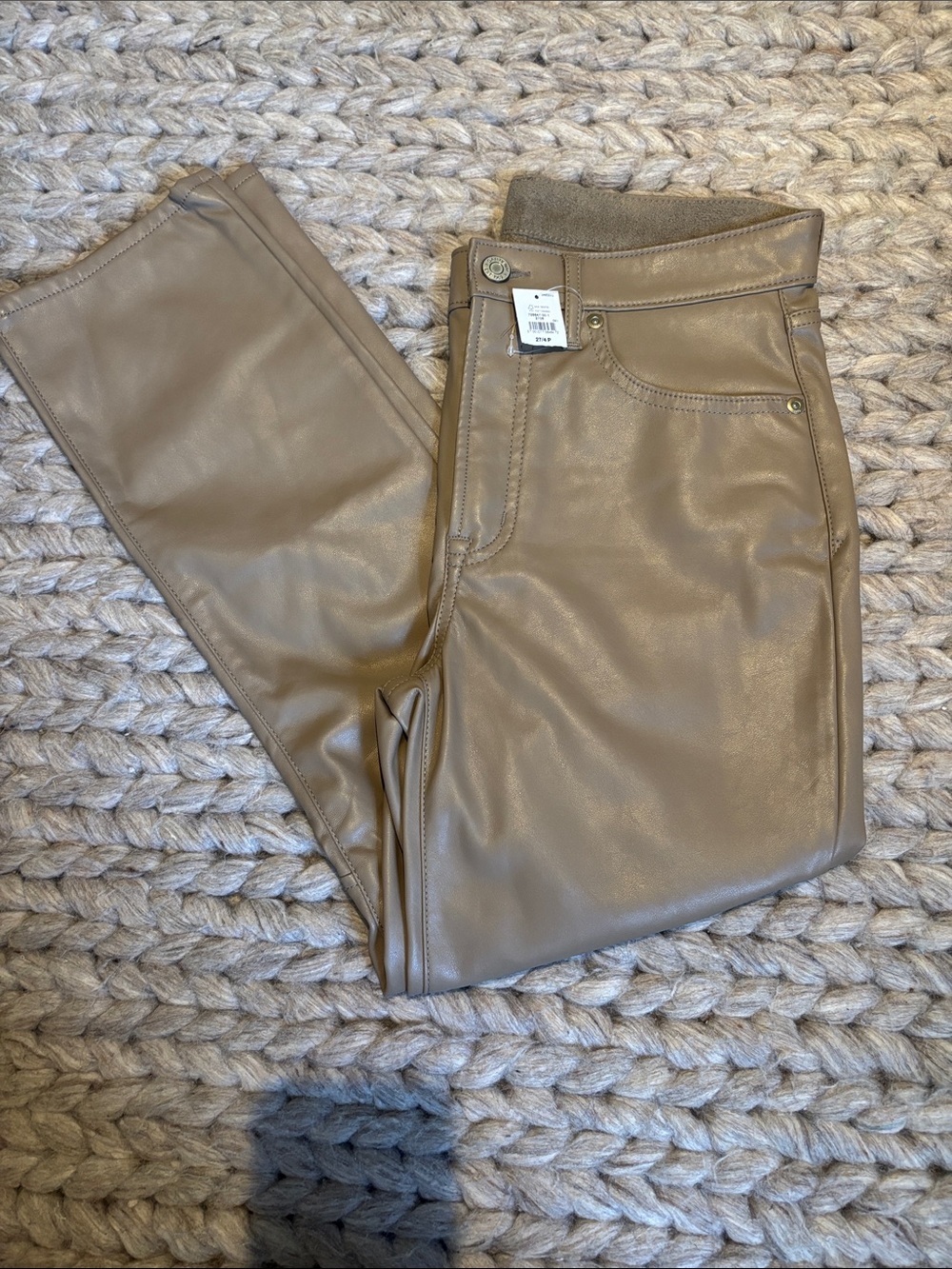 GAP Leather-Look Skinny Pants in Taupe SIZE 27/4 NWT